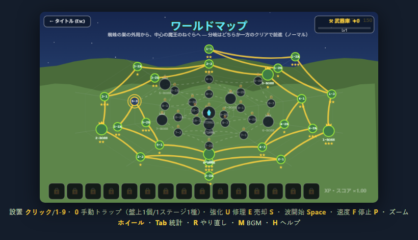 ダンジョンの主のワールドマップ